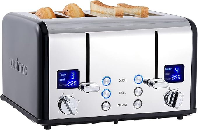 CUSIMAX 4-Slice Stainless Steel Toaster – Dual Independent Controls & 6-Shade Settings