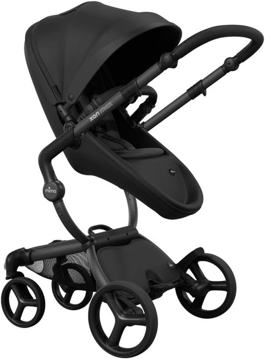 Mima Xari Max Stroller – Black Frame with Black Seat Box & Starter Pack