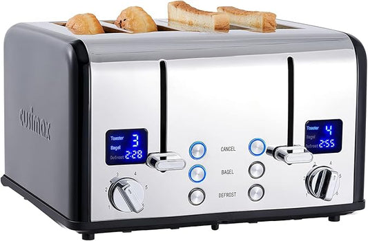 CUSIMAX 4-Slice Stainless Steel Toaster – Dual Independent Controls & 6-Shade Settings
