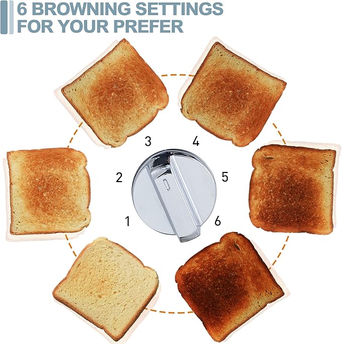 CUSIMAX 4-Slice Stainless Steel Toaster – Dual Independent Controls & 6-Shade Settings