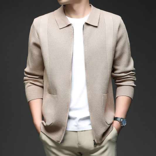 Knitted Shirt Coat Men's Zipper Cardigan